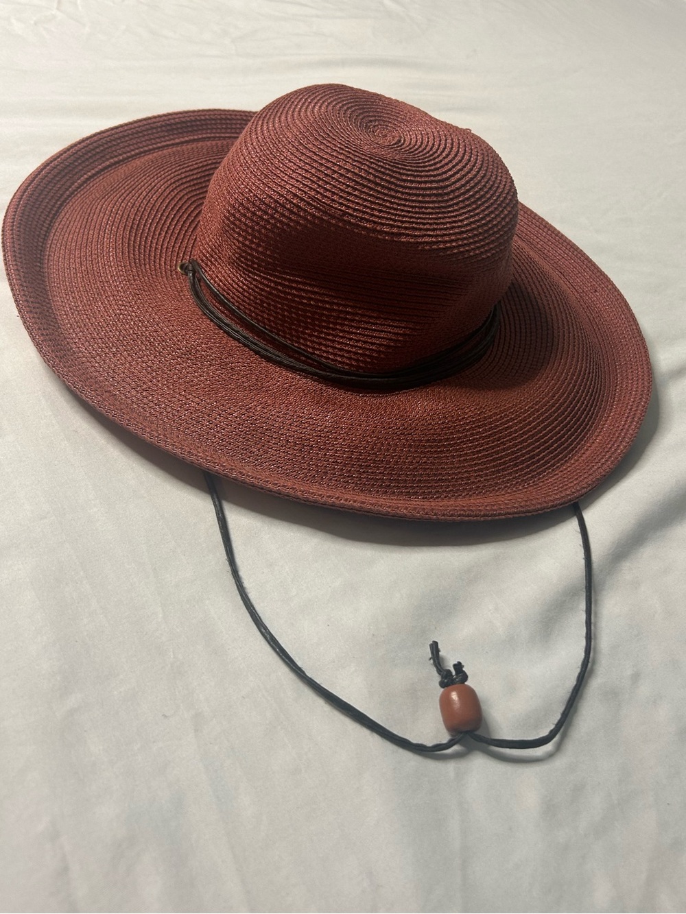 Sunday Afternoons Wide Brim Sun Hat Burgundy Terracotta Chin Cord UPF Outdoor